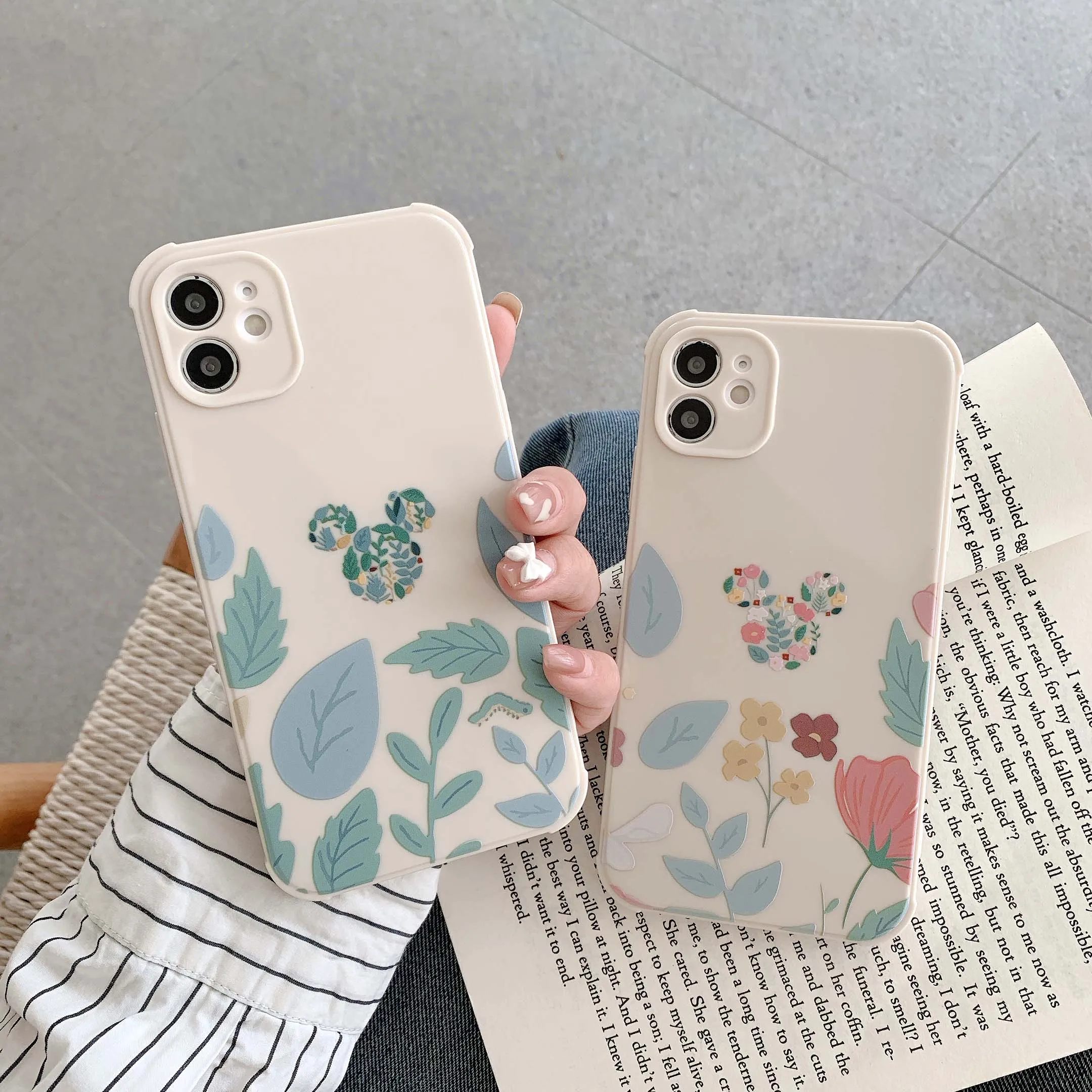 

Cartoon Leaves Flower Phone Cases for iPhone 12 13 11 Pro Max 12 Mini Camera Protective Cover iPhone XR X XS Max 7 8 Plus Se 202