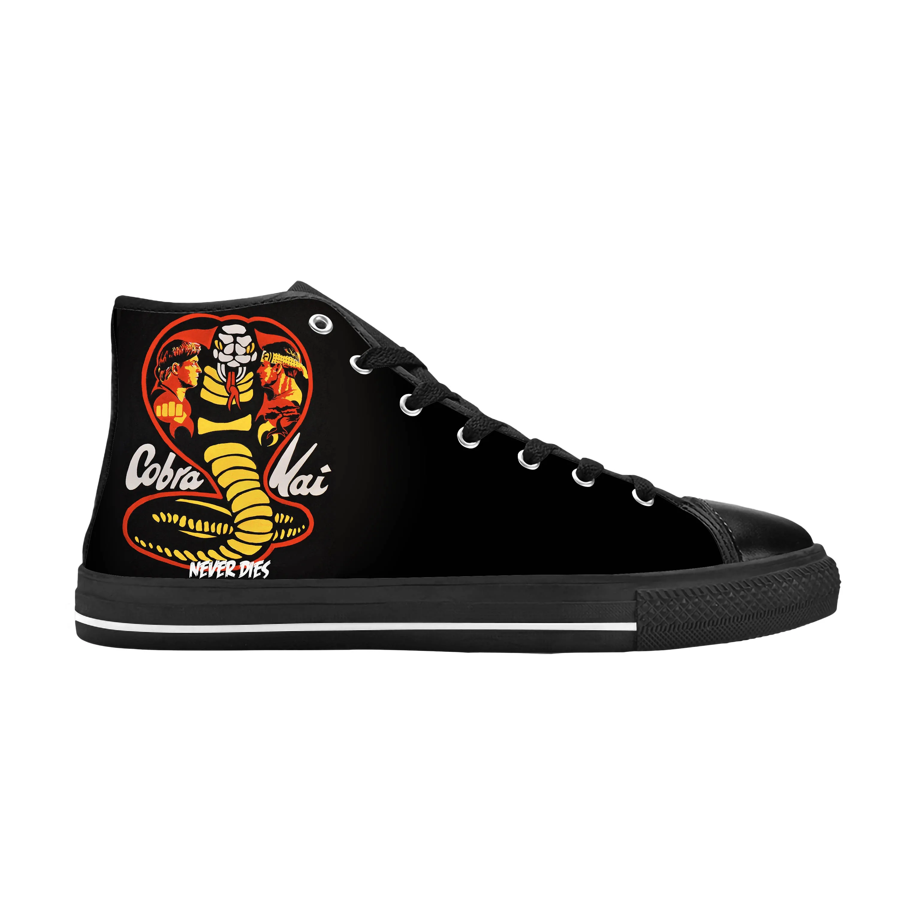 

Cobra Kai Karate Kid Strike First Hard No Mercy Casual Cloth Shoes High Top Comfortable Breathable 3D Print Men Women Sneakers