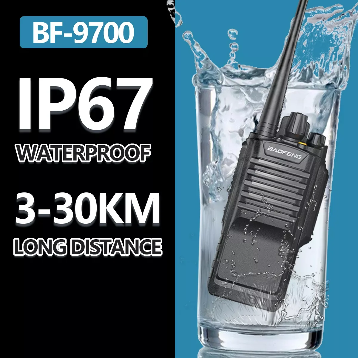 

BF-9700 IP67 водонепроницаемая 8 Вт 2800 мАч высокомощная рация UHF, любительская радиостанция, радиоприемник дальнего действия для охоты