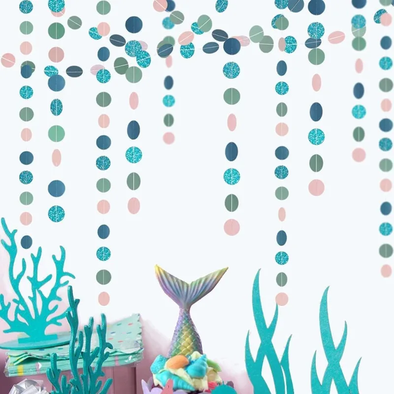 Пастельная Русалка круг гирлянда Висячие круглые точки стрейч фон фотография