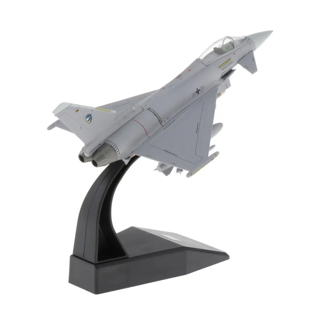 1/100 Scale EF-2000 Fighter Attack Plane Display Model - Metal Mini Military Aircraft with Stand