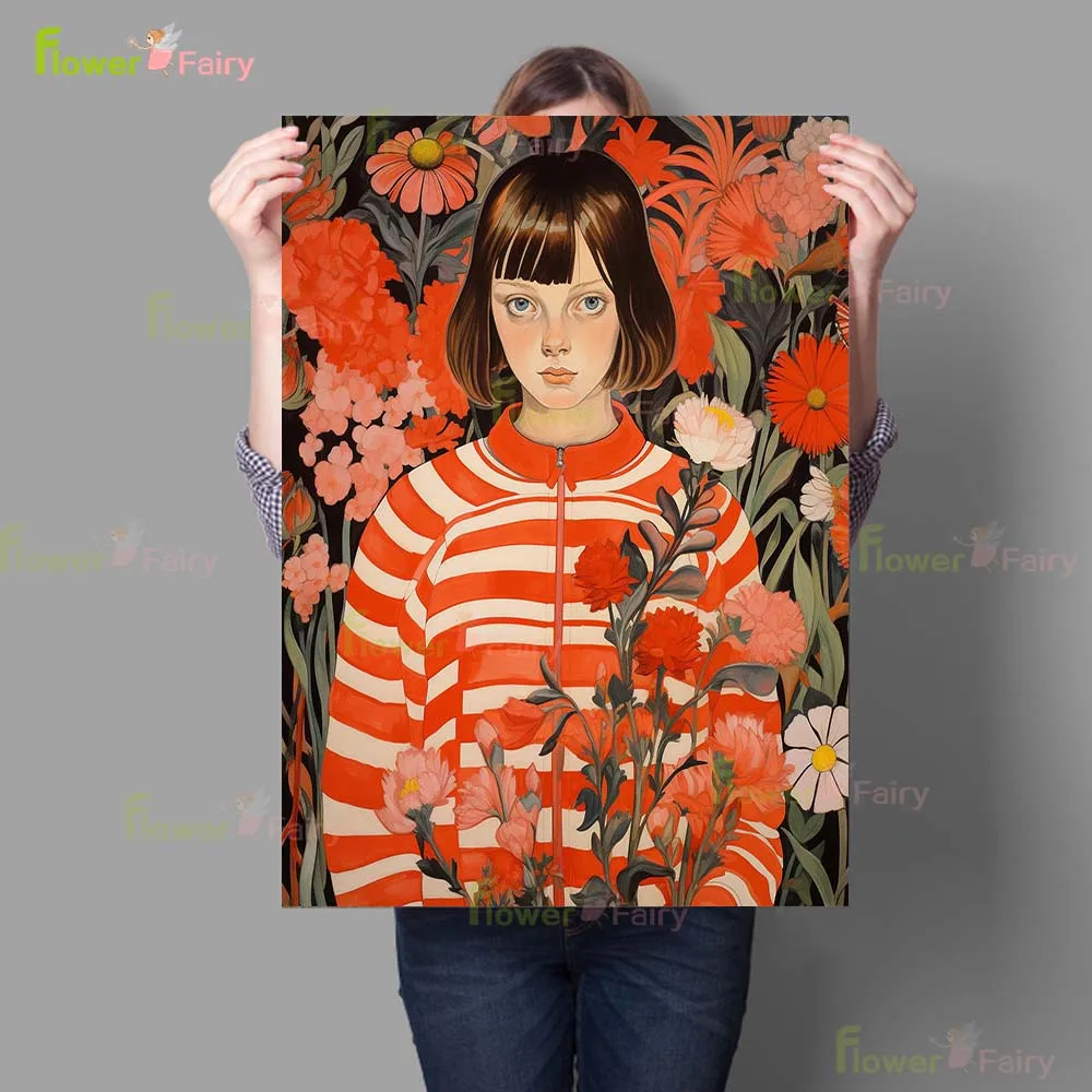 Иллюстрация портрет Девушки Бабочка девушка плакат настенное Искусство Холст