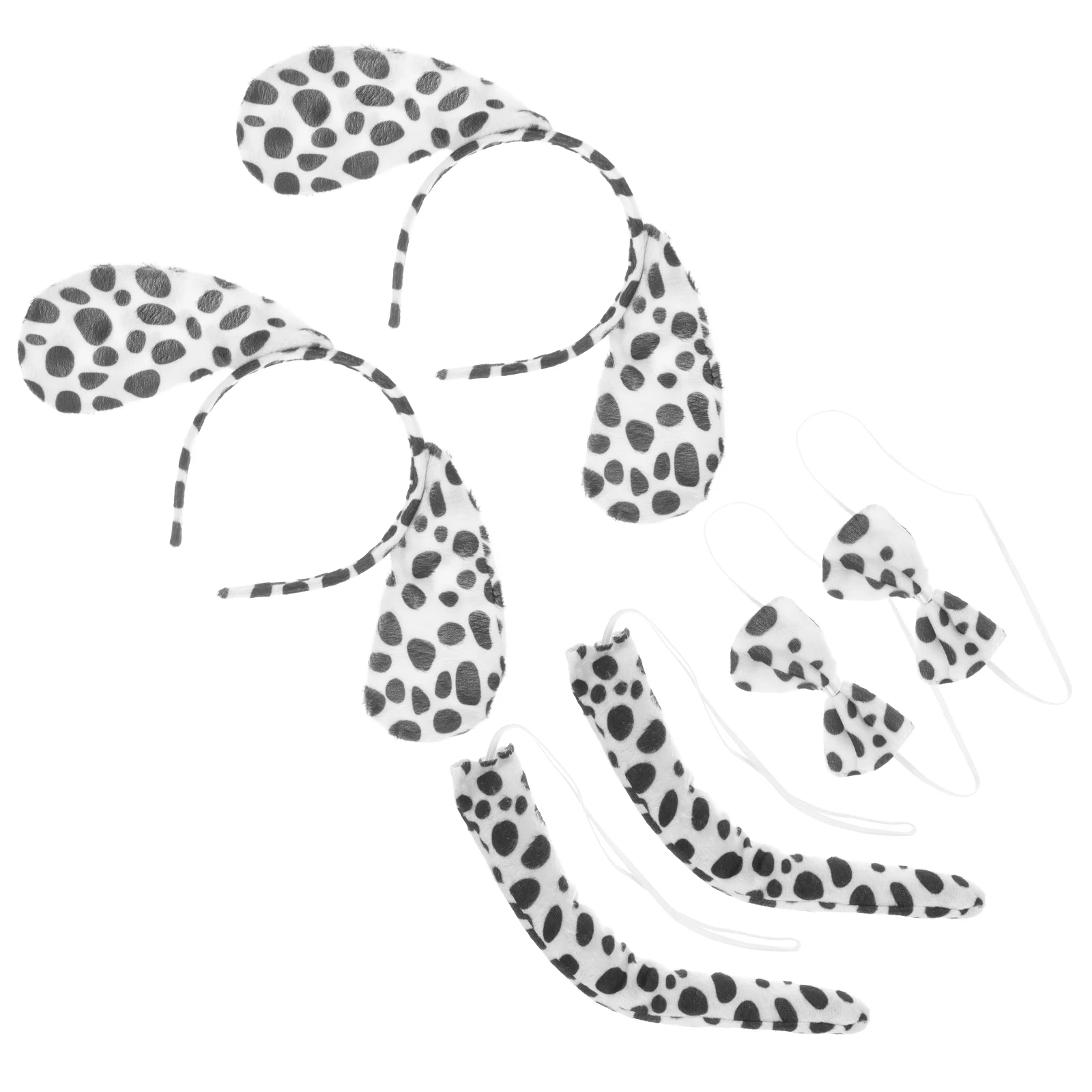 

2 Sets Dalmatian Cow Headband Spotty Ear Hairbands Bow Ties Tails for Party Decoration Costume