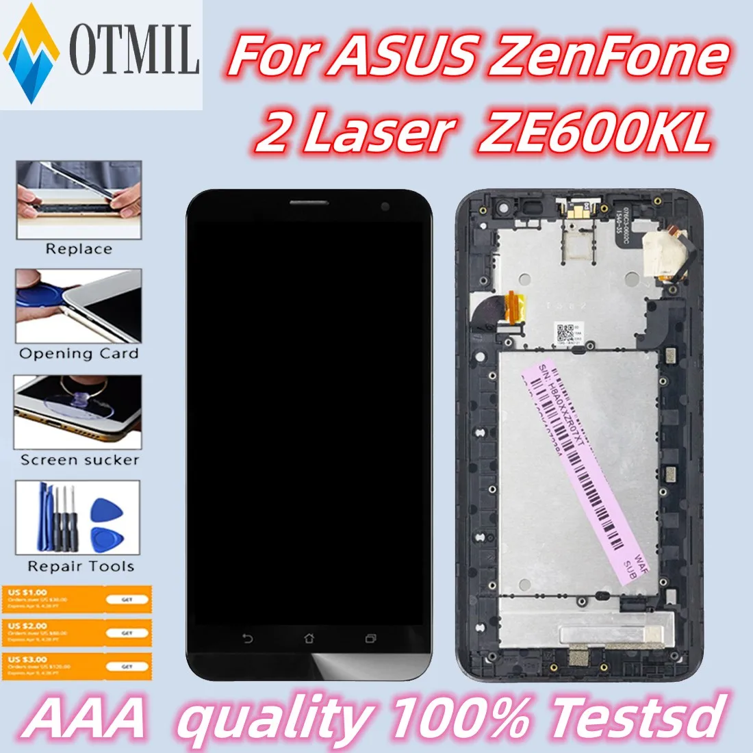 ЖК-дисплей 6,0 'для ASUS ZenFone 2 Laser Z00MD ZE600KL, сенсорный экран с дигитайзером в сборе для ZE600KL, Z00MD, Замена ЖК-дисплея