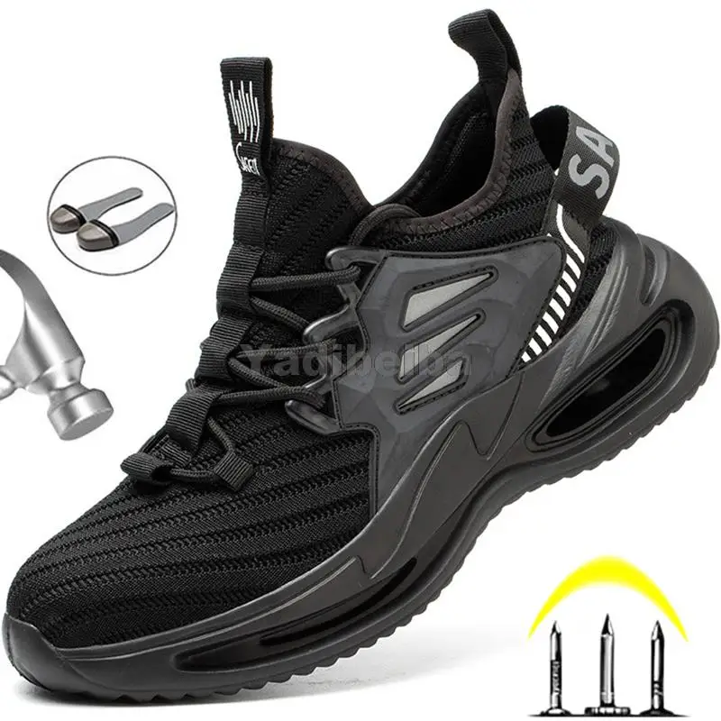 

2021 Work Shoes for Men Boots Work Sneakers Anti-puncture Industrial Men Work Boots Steel Toe Safety Shoes Light Security Boots