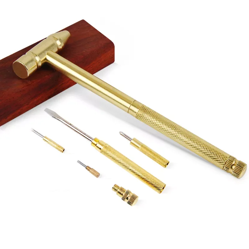 

Copper Hammer 5 In 1 Multifunctional Hammer Built-in Small Screwdriver Indoor Outdoor Mini Tool Hand Tool Kit In Stock hammer
