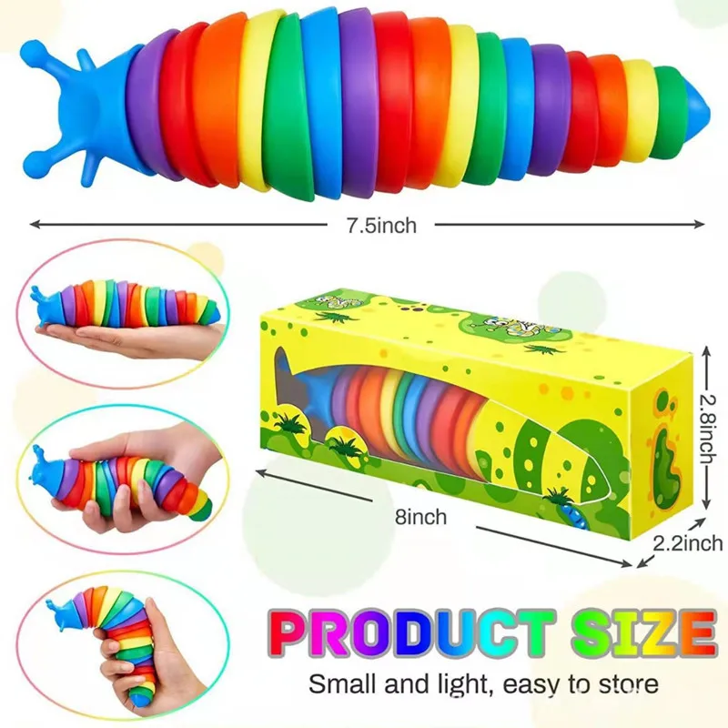 

New Flexible Fingertip Snail Sensory Toy Antistress Squirming Slug Fidget Toys Autism Children Gift Decompression Slinky Slug