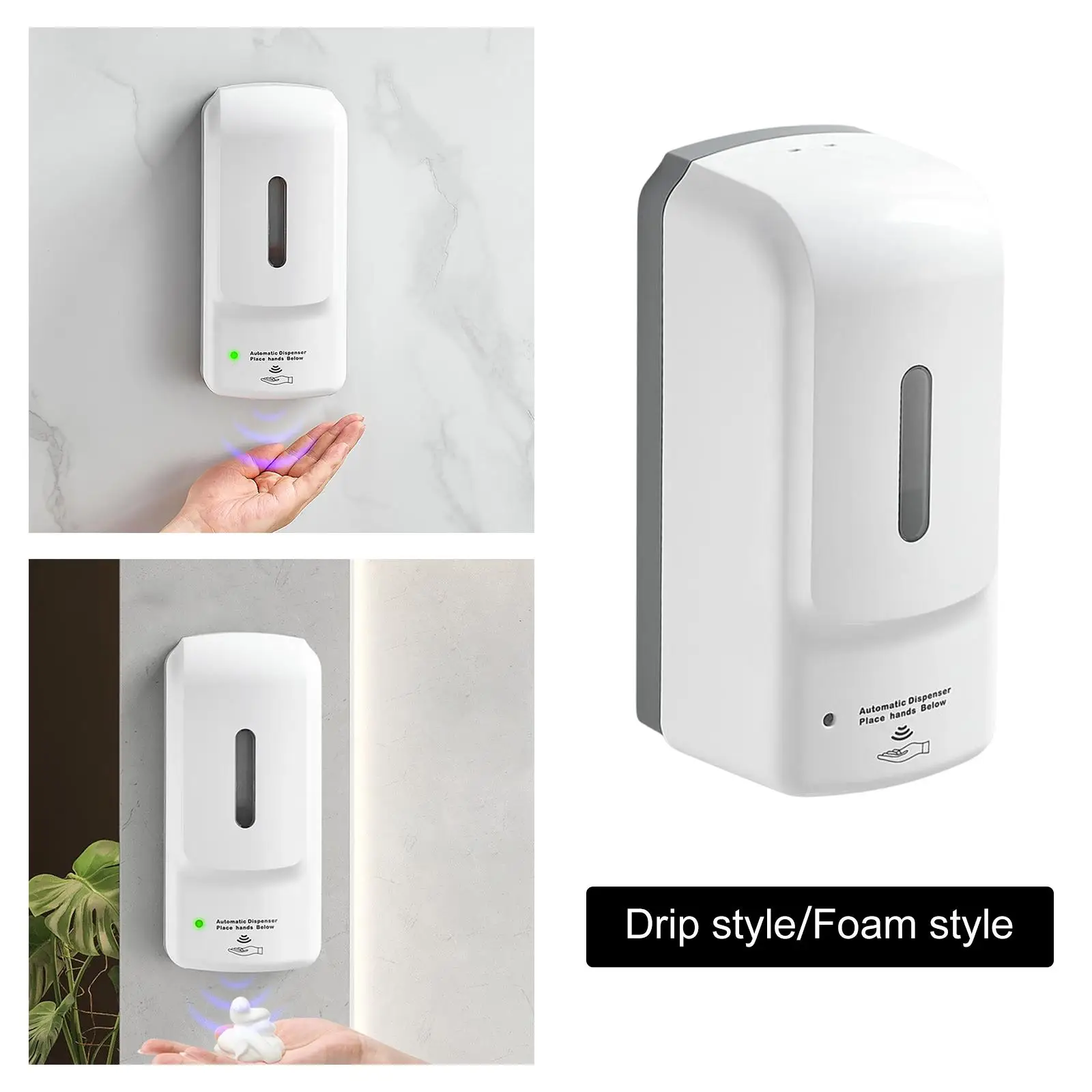 Автоматический дозатор жидкого мыла 1000 мл на батарейках настенный монтаж