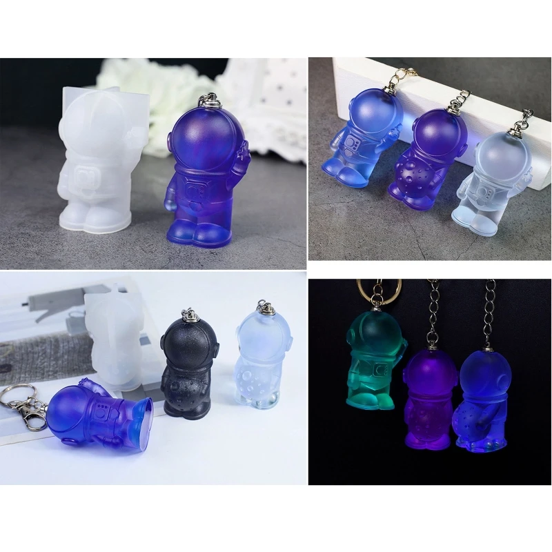 

Формы для астронавтов, силиконовые формы для брелоков с отверстием, литье для ключей для DIY, кулон для ключей, кристалл, смола,