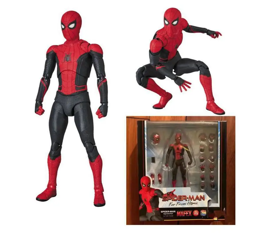 Mafex 113 фигурки супергероев Marvel Человек-паук далеко от дома BJD игрушки для детей 15