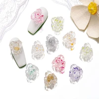 50pcs colorful flower shaped nail art rhinestones multi layered floral nail accessories for resin 3d nail art decoration