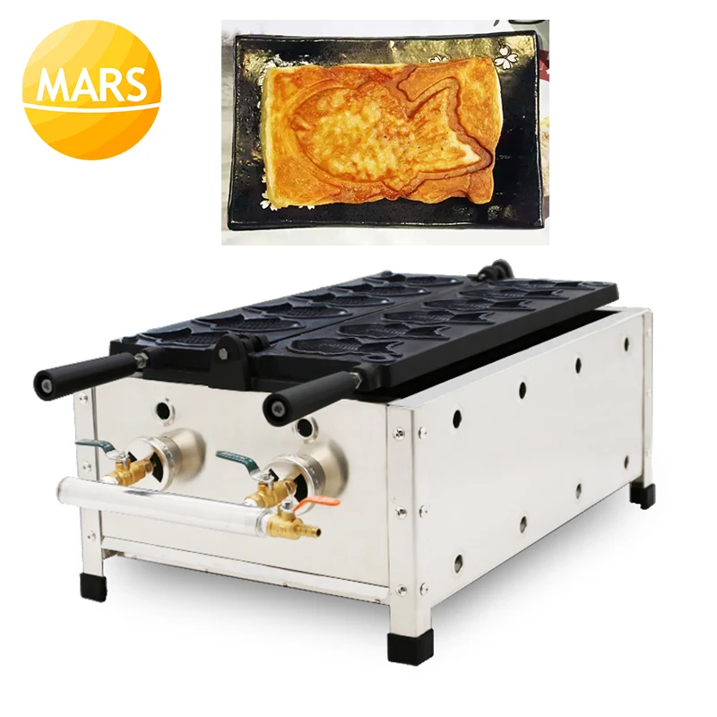 

Gas Croissant Taiyaki Machine Commerical Fish Waffle Cone Maker Non-stick Pan Waffle Maker