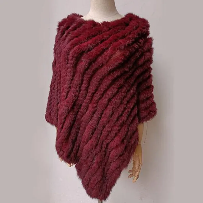 Женская зимняя шаль из кроличьего меха