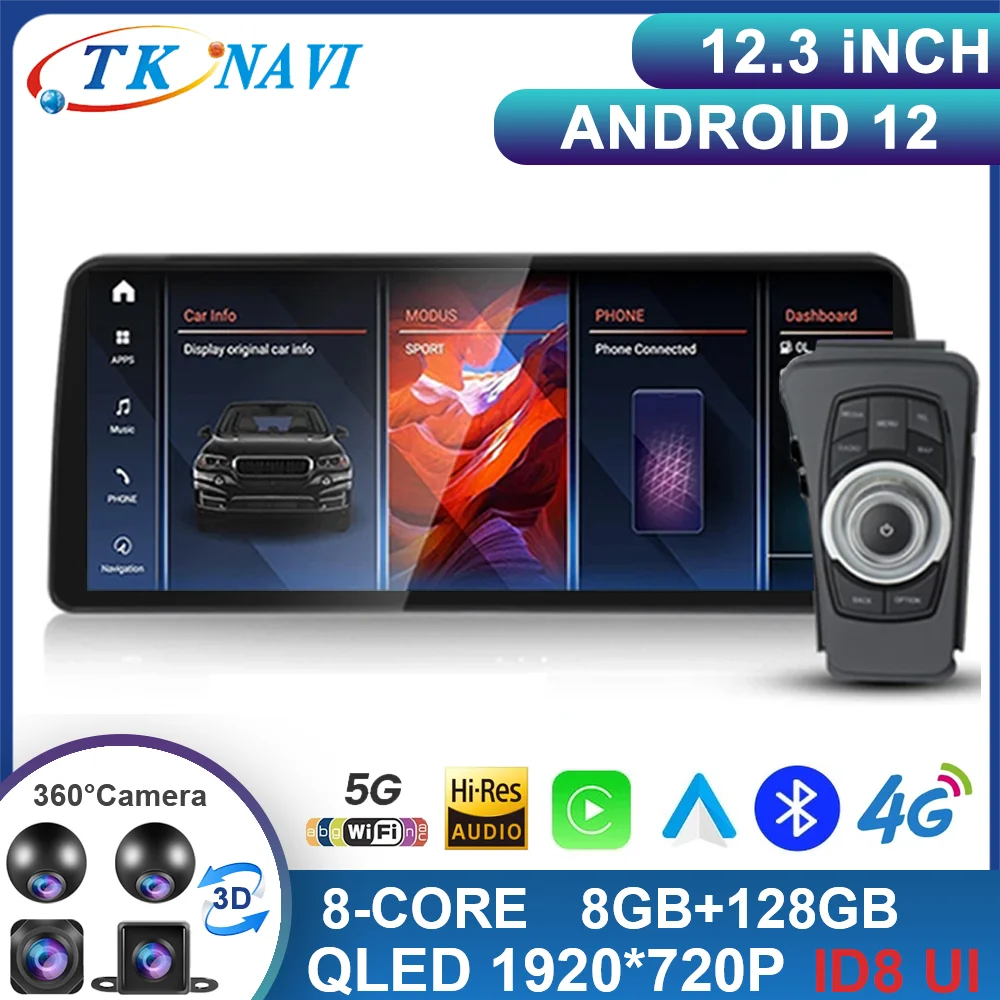 

12,3 "Android 12 для BMW 3 серии E90 318i 320i E91 E93 2006 - 2012 стерео Мультимедийный проигрыватель с навигацией автомобильное радио GPS Carplay BT