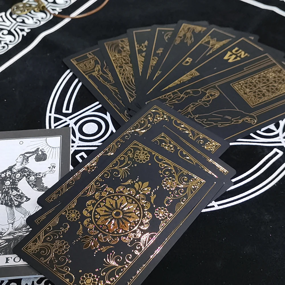 Tarot de astrología de aluminio dorado, 12x7cm, PVC con estampado en caliente, caja de regalo impermeable y resistente al desgaste, juego de mesa de ajedrez, tarjeta de juego de astrología