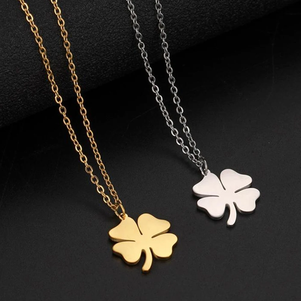 

LIKGREAT Four-leaf Clover Women Necklace Lucky Talisman Amulet Stainless Steel Necklaces Fashion Jewelry Choker for Friend Gift