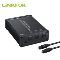 LiNKFOR 2 In 3 Out Digital Audio Splitter Toslink/Coaxial Switcher Splitter Coaxial to Toslink Converter Aluminum Alloy Adapter
