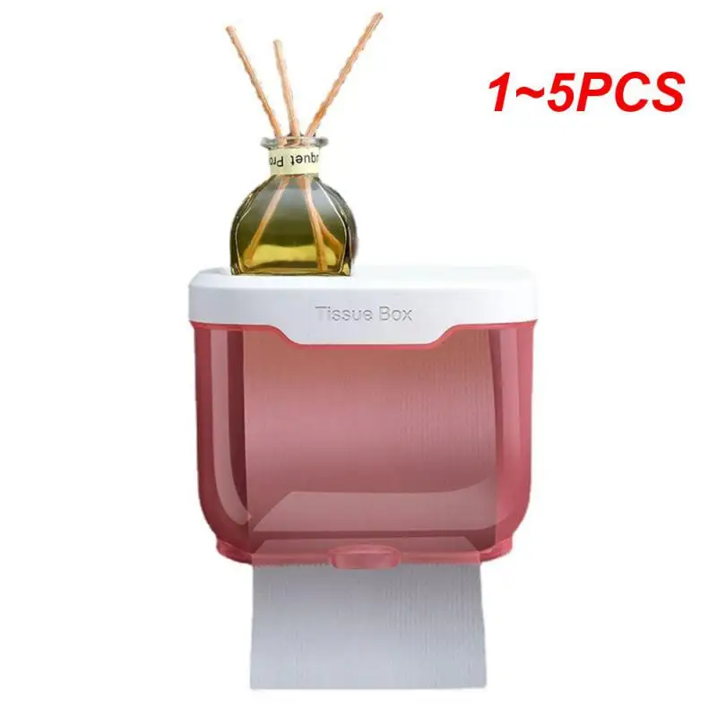 

1~5PCS Wall Mounted Bathroom Tissue Box Punch-Free Toilet Roll Paper Storage Rack Phone Holder Waterproof Shelf Kitchen Bath