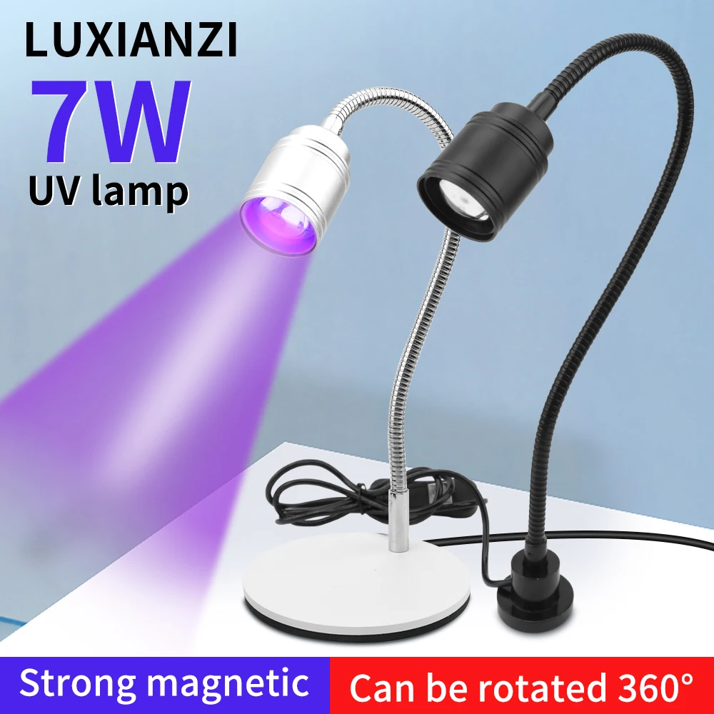 Фото Лампа УФ LUXIANZI 110V-220V USB с магнитным основанием, промышленная, яркая, для верстака, токарного станка, сверлильного станка, освещения гаража, лампа для маникюра №1