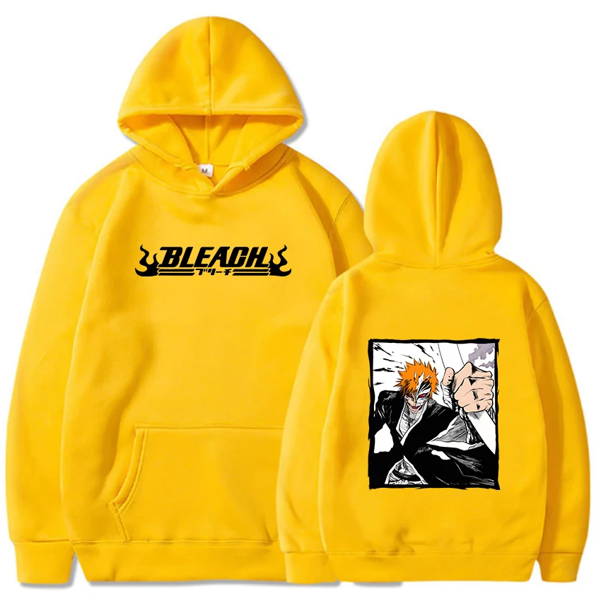 

Japanese Anime Bleach Kurosaki Ichigo Graphic Hoodies Hip Hop Long Sleeve Men Winter Sweatshirts Manga Printed Pullovers Hoodie