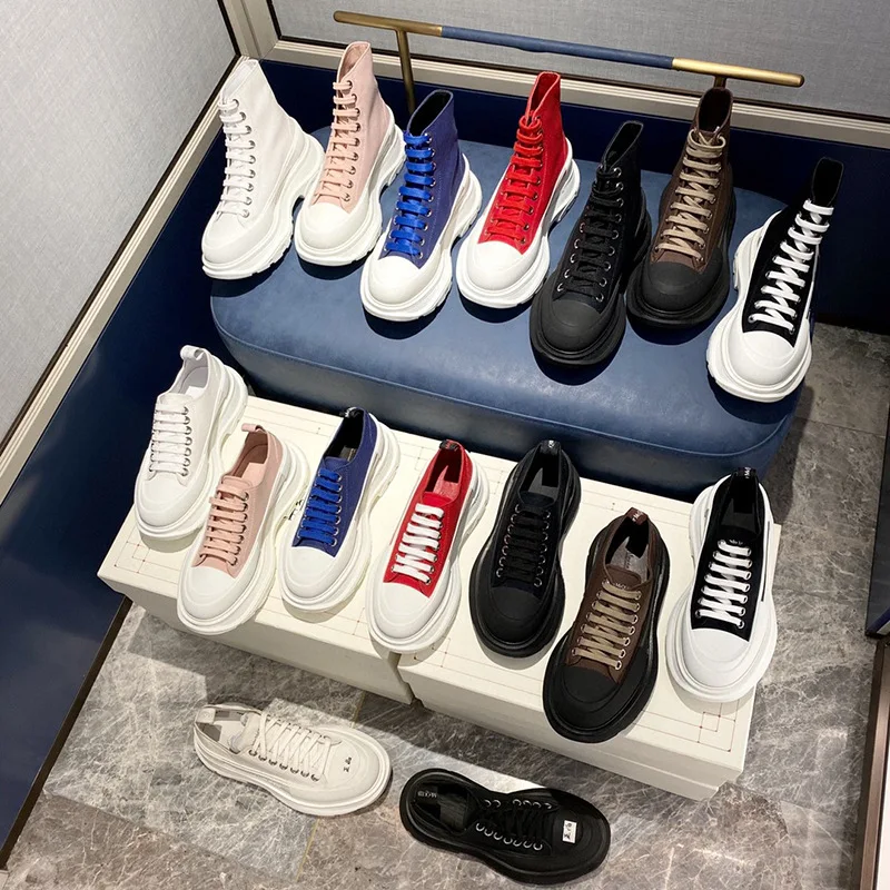 

Spring new daddy shoes platform inside height versatile sponge strap sports McQueen canvas shoes women