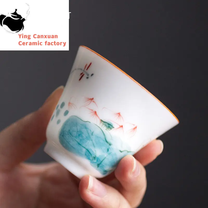 

1 шт., керамическая чайная чашка ручной работы в стиле ретро с рисунком лотоса