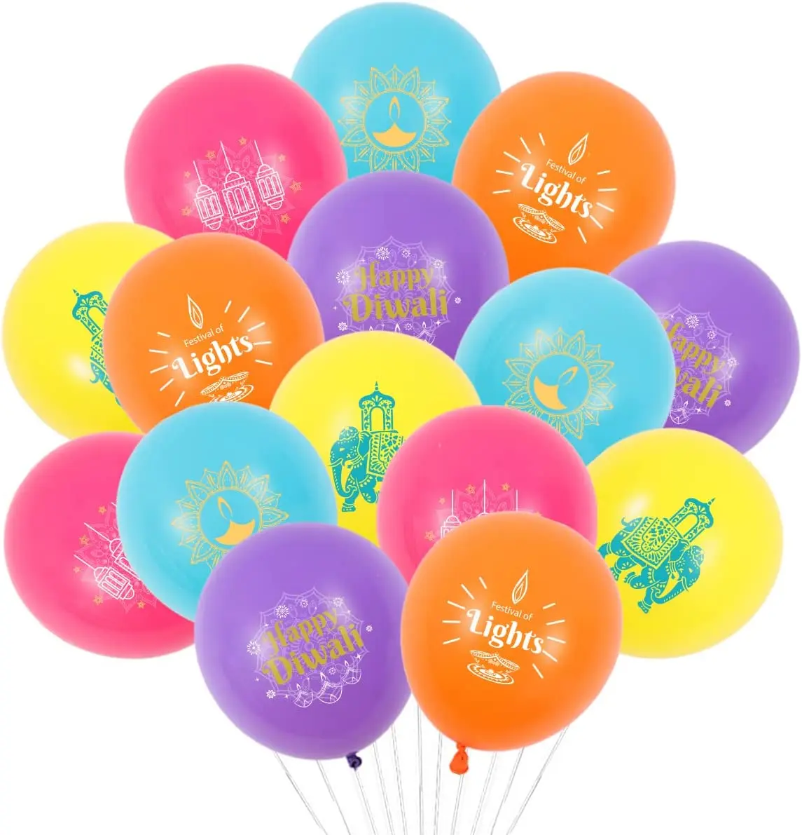 

Sursurprise 40pcs Happy Diwali Balloons Kit Indian Festival of Lights Decorations Hindu Deepavali Home Party Decor Supplies