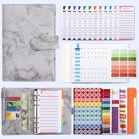 a6 pu leather marbled notebook binder budget planner organizer 6 ring binder cover binder pockets school supplies journal diary