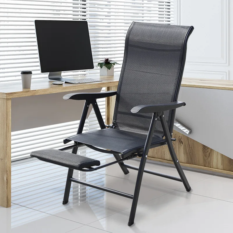 

Outdoor Casual Beach Folding Metal Chair Portable Single-Back Office Lunch Chair Installation-Free Chair Portable Recliner