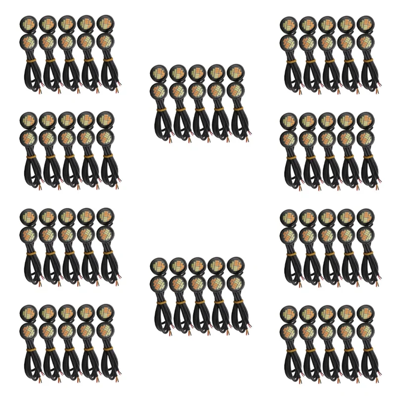 100 шт. 12 в 23 мм двухцветный Switchback 4014 Smd светодиодный Drl Eagle Eye дневные фонари заднего