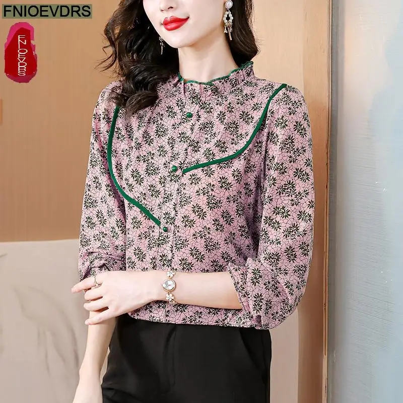 Женская Офисная рубашка в стиле ретро базовая одежда для работы на пуговицах с