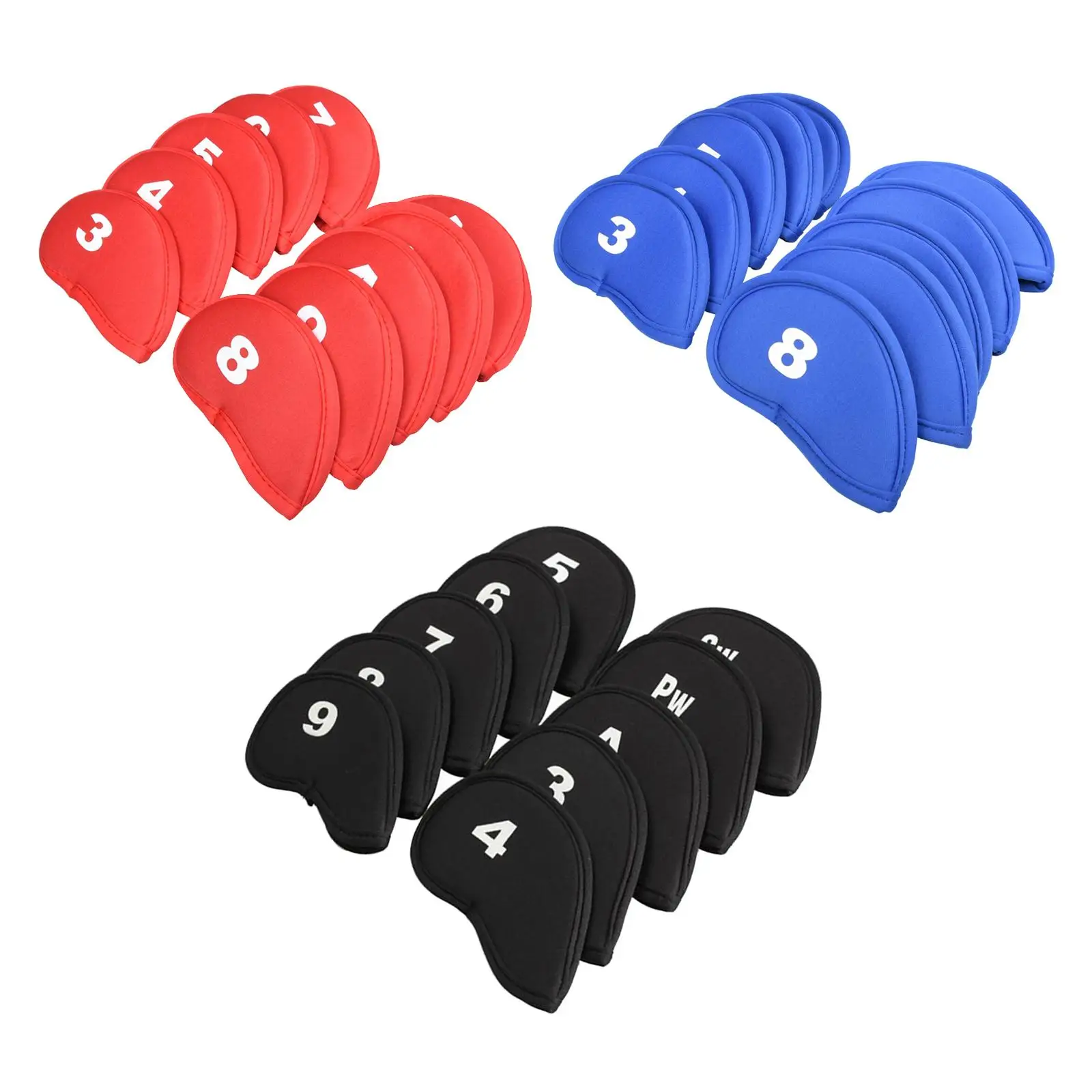 10Pieces Golf Covers Thicken Club Kopfbedeckung 3 7 8 9 A Sw Pw