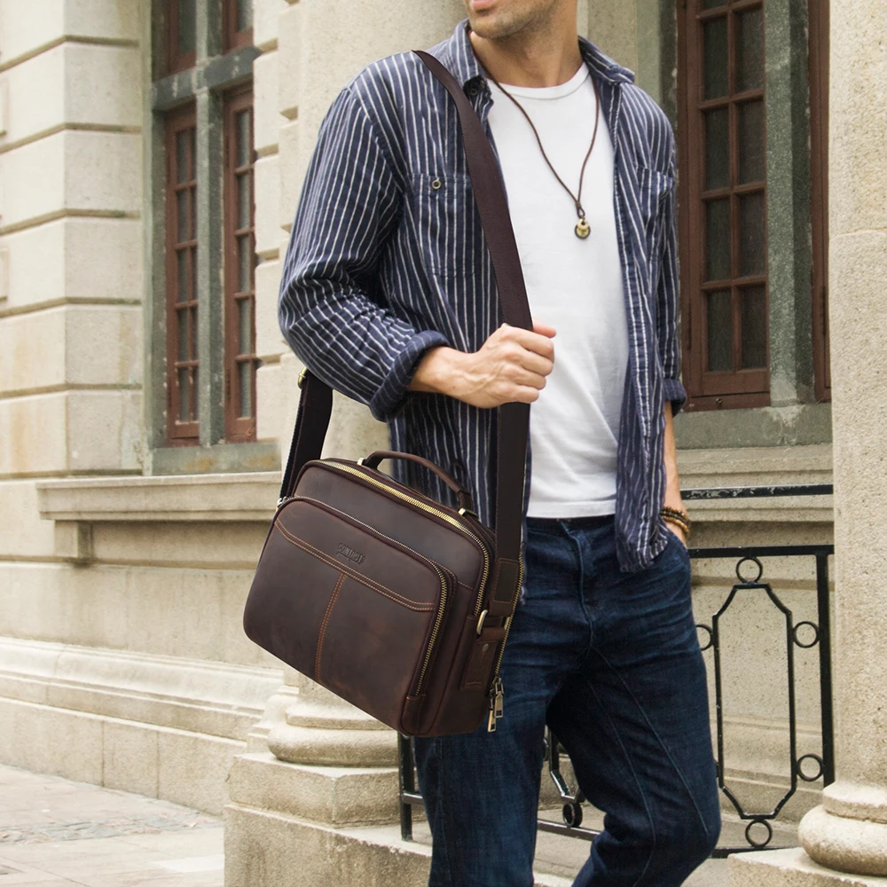Retro Luxury Men's Briefcase Genuine Leather Casual Business Handbag Document Messenger Bag Male Crossbody Bags Shoulder Bolsas