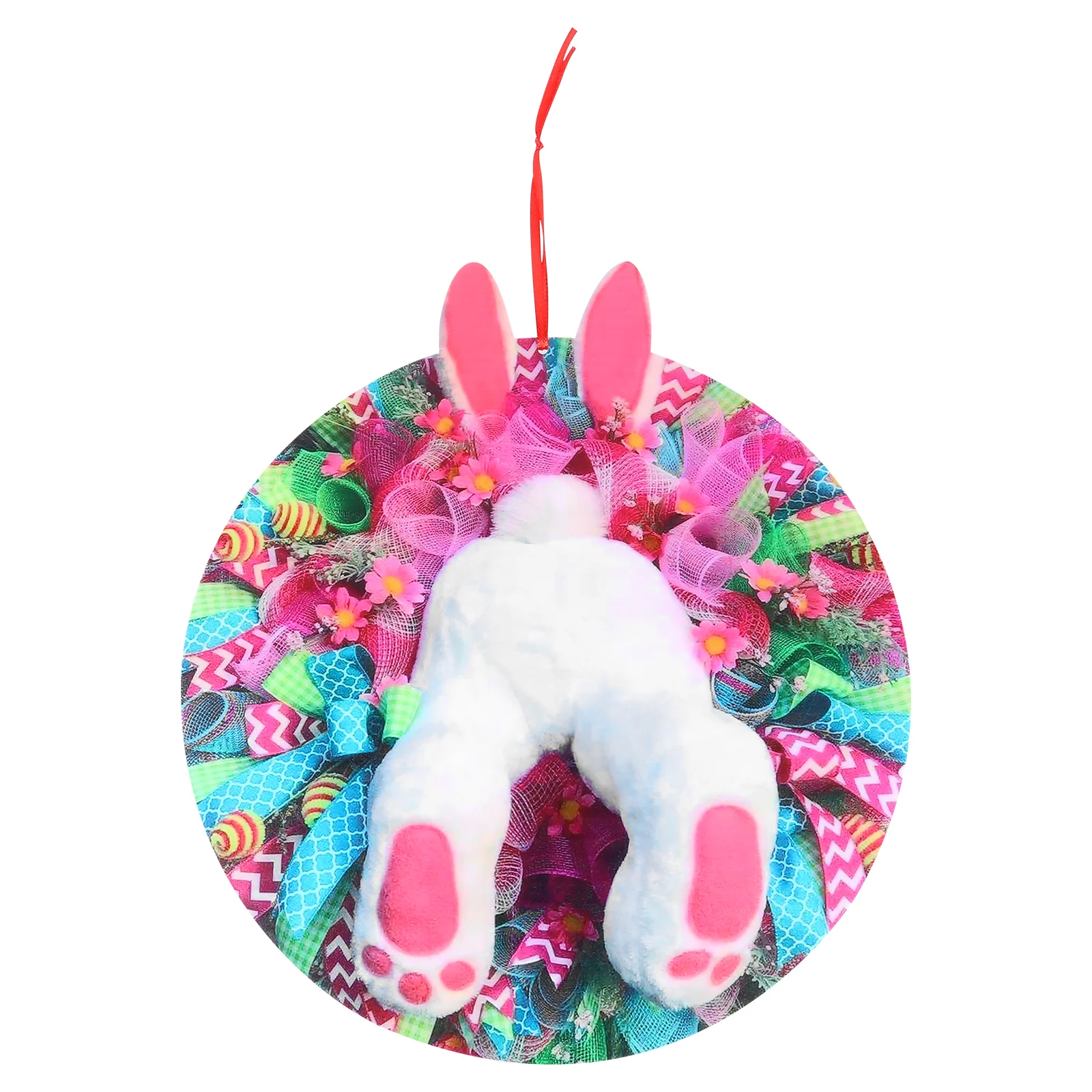 

Easter Wreath Rabbit Wall Decor Legs Pediment Cartoon Shape Garland Artificial Cute Door Decoration Stuck Spring Hanging Bunny