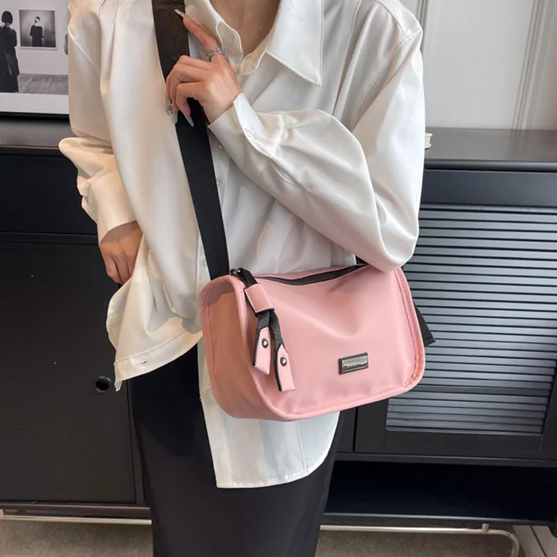 Simple Waterproof Oxford Single-Shoulder Bag Solid Color Fashion Crossbody Bags Commute Portable Casual Satchel New Versatile