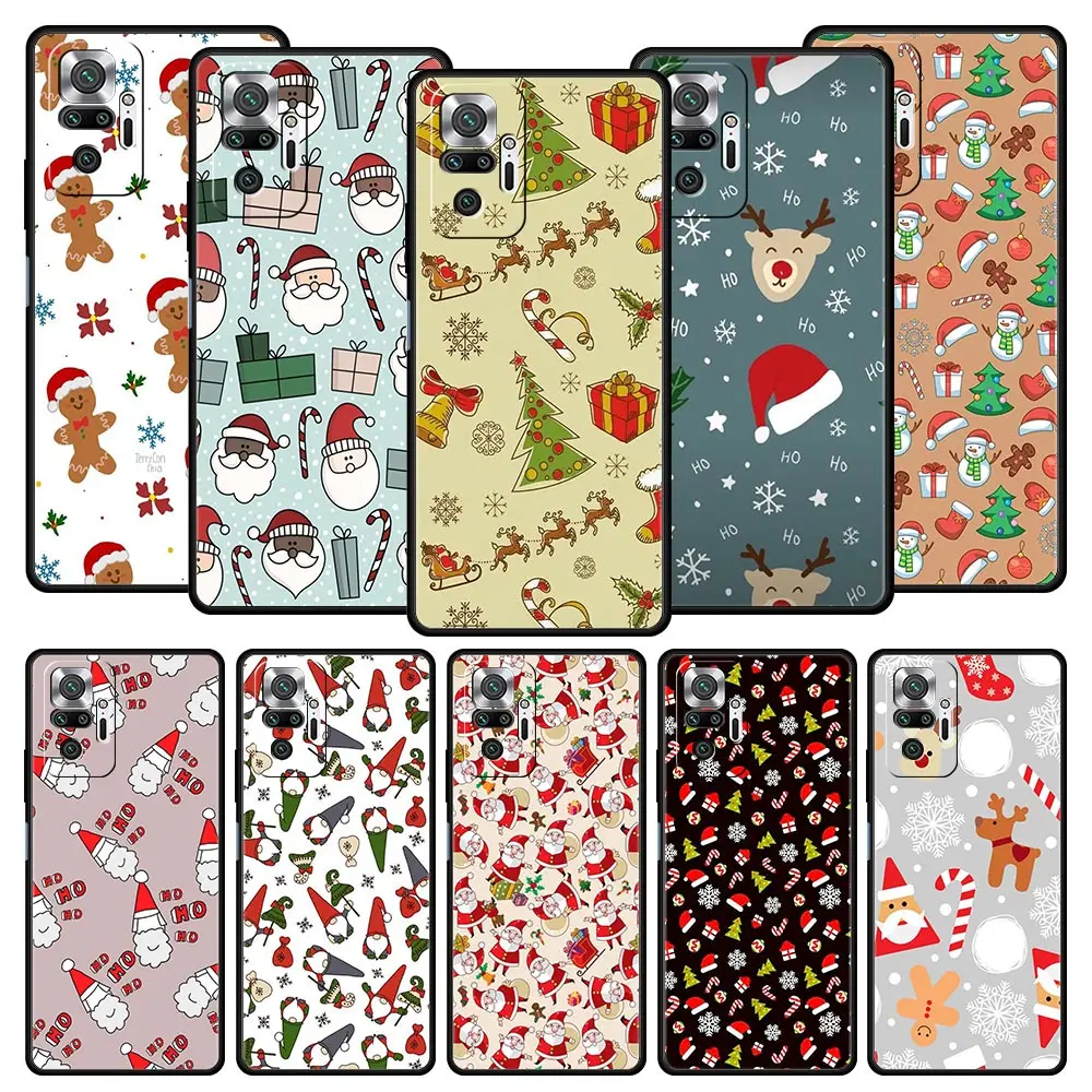 

Christmas Santa Claus Case For Xiaomi Redmi Note 11 10 9s Pro K50 7 8 9 8A 9A 9C 8T 9T 11T 5G K40 Gaming Phone Cover Black Coque
