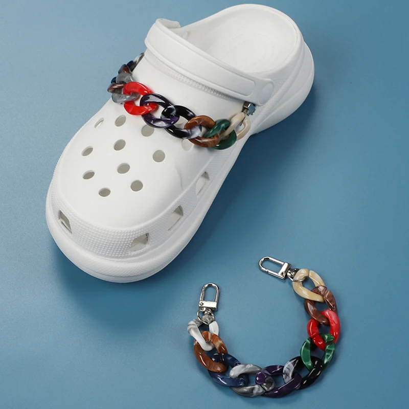 Single Sale Chain Croc Shoes Charms Gold Rose gum-mounted Accessories  For Croc Clogs Shoe Decorations Woman Kids Gifts