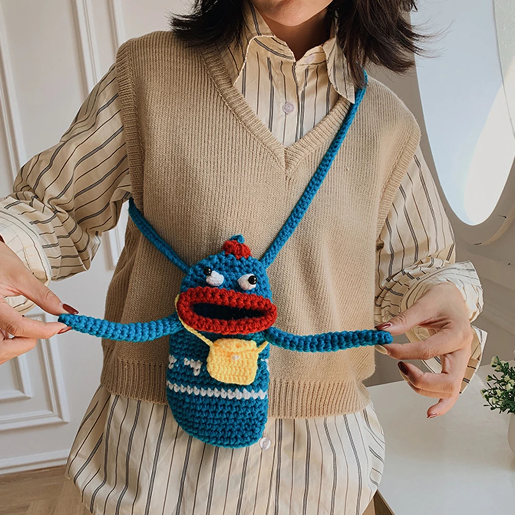 

Женские вязаные маленькие сумки-мессенджеры «сделай сам», мультяшная сумка через плечо, женская сумка, женская сумка для мелочи