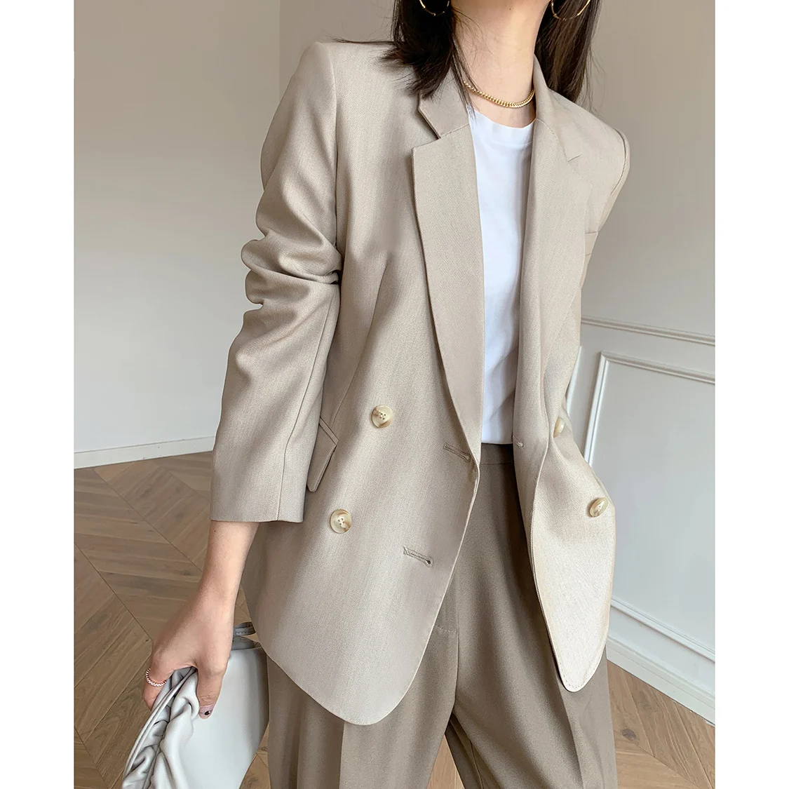 Beige Long Sleeve Women's Jacket Blazer 2023 Autumn Casual Fashion Korean Style Loose Blazers Femal Clothing