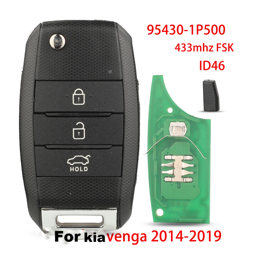 

Ключ Дистанционного Управления Jingyuqin Для Kia Venga 2014-2019, 433 МГц, FSK, ID46, Складной, С Функцией Flazer Distance