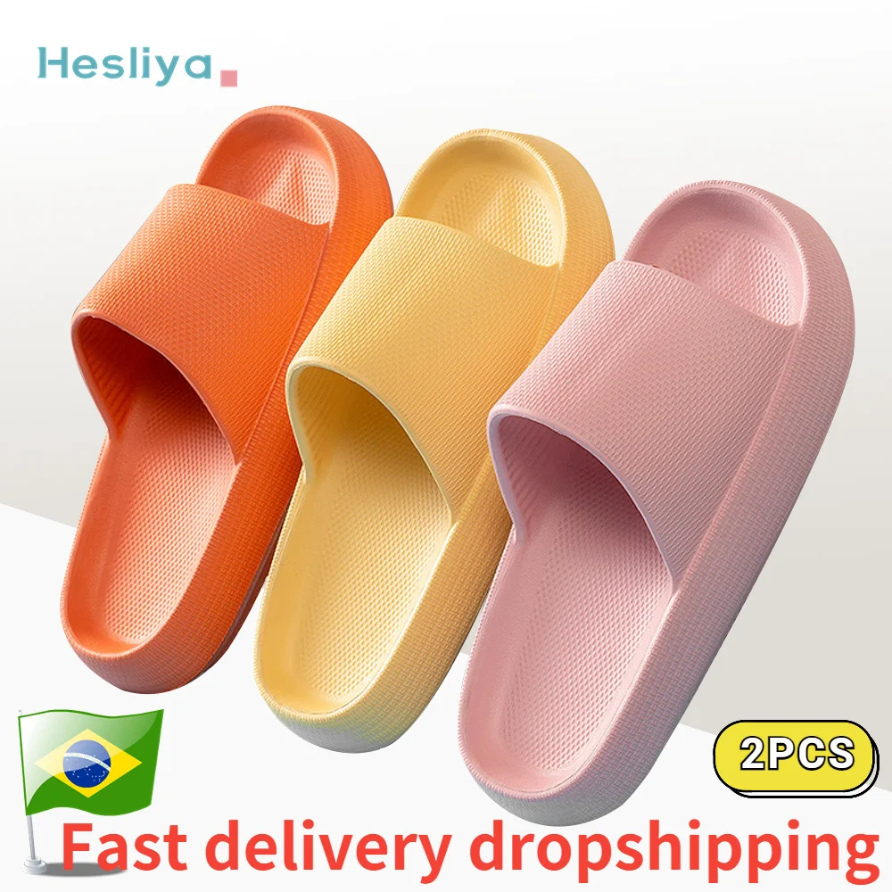 

Thick Platform Shoes Cloud Slippers Summer Flip Flops Women Non-slip Bathroom Shoes Home Mute Slides EVA Soft Couples Sandals