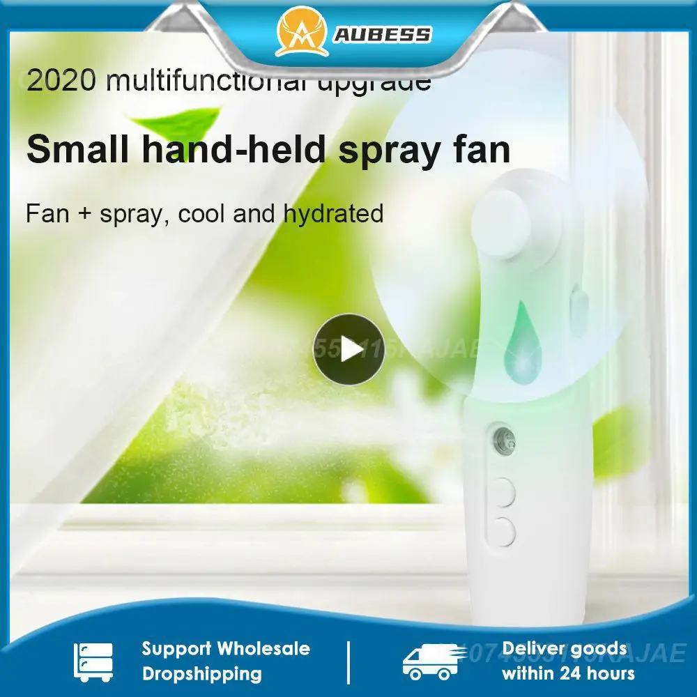 

1~10PCS Mini Fan 2 IN 1 Rechargeable Water Meter Spray Air Cooler Small Hand-held Fan With Power Bank Function 2-gears Cooling