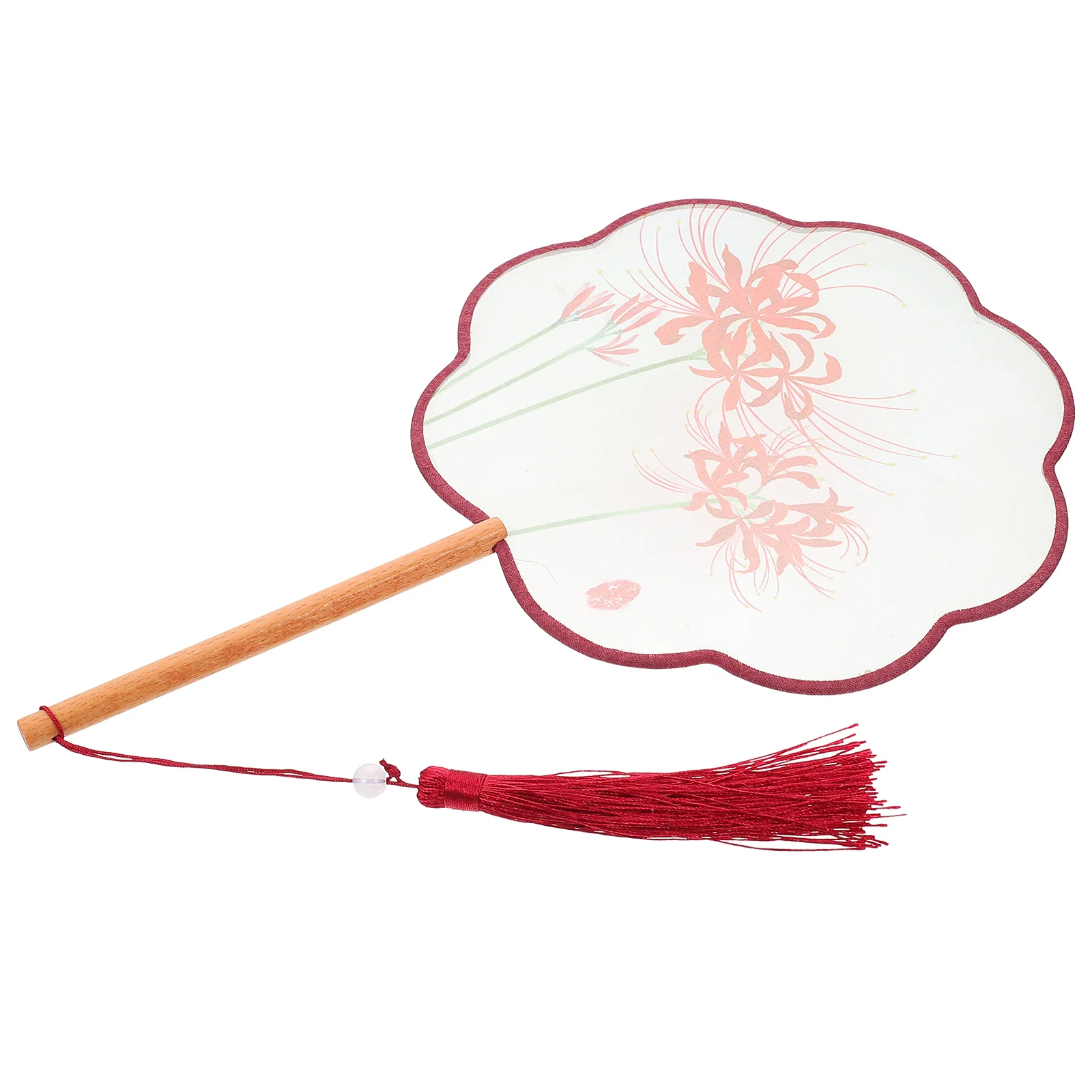 

Fan Hand Chinese Silk Round Circular Dance Handheld Embroidery Summer Costume Paddle Ancient Decorative Handlebelly Classic Tai