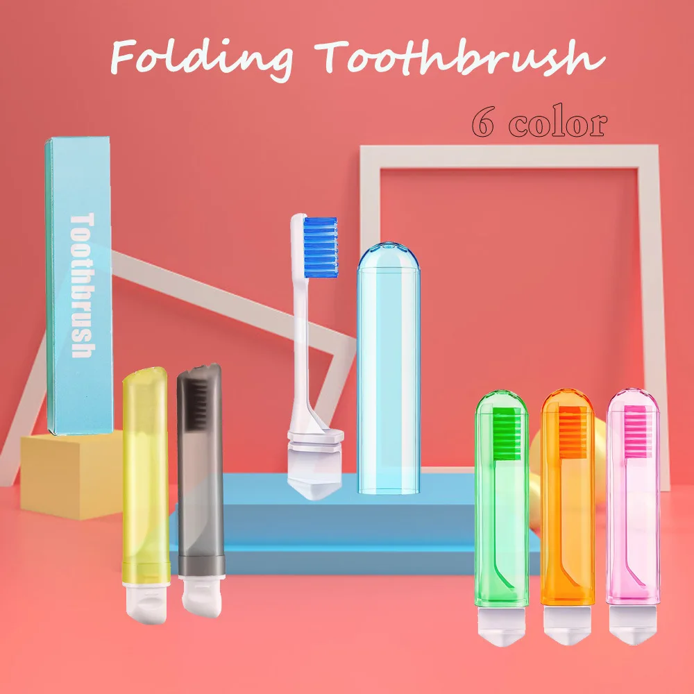

1set Portable Folding Toothbrush Super Soft Bristle Toothbrush Travel Camping Hiking Outdoor Fold Easy To Carry Teethbrush