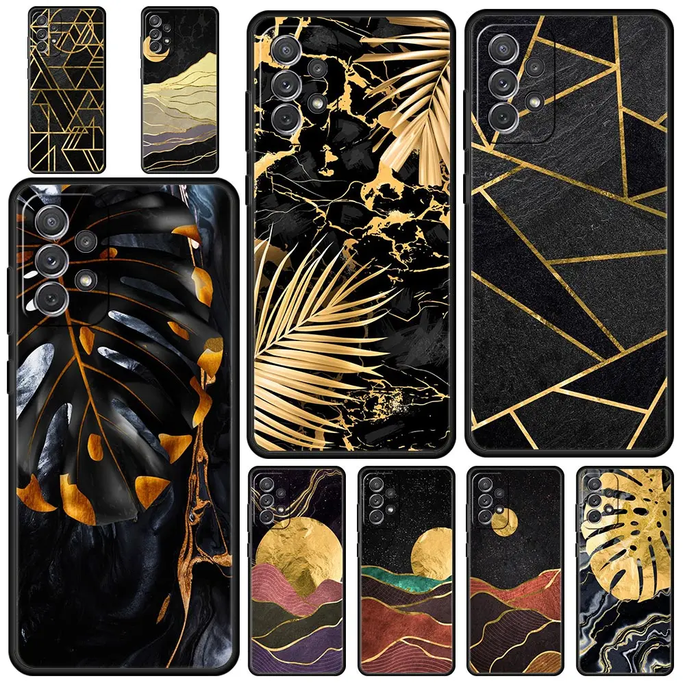 

Black Gold marble tropic Case for Samsung Galaxy A51 A71 A21S A12 A11 A31 A52 A41 A32 A01 A23 A33 A53 A73 A03S A13 5G Soft Cover