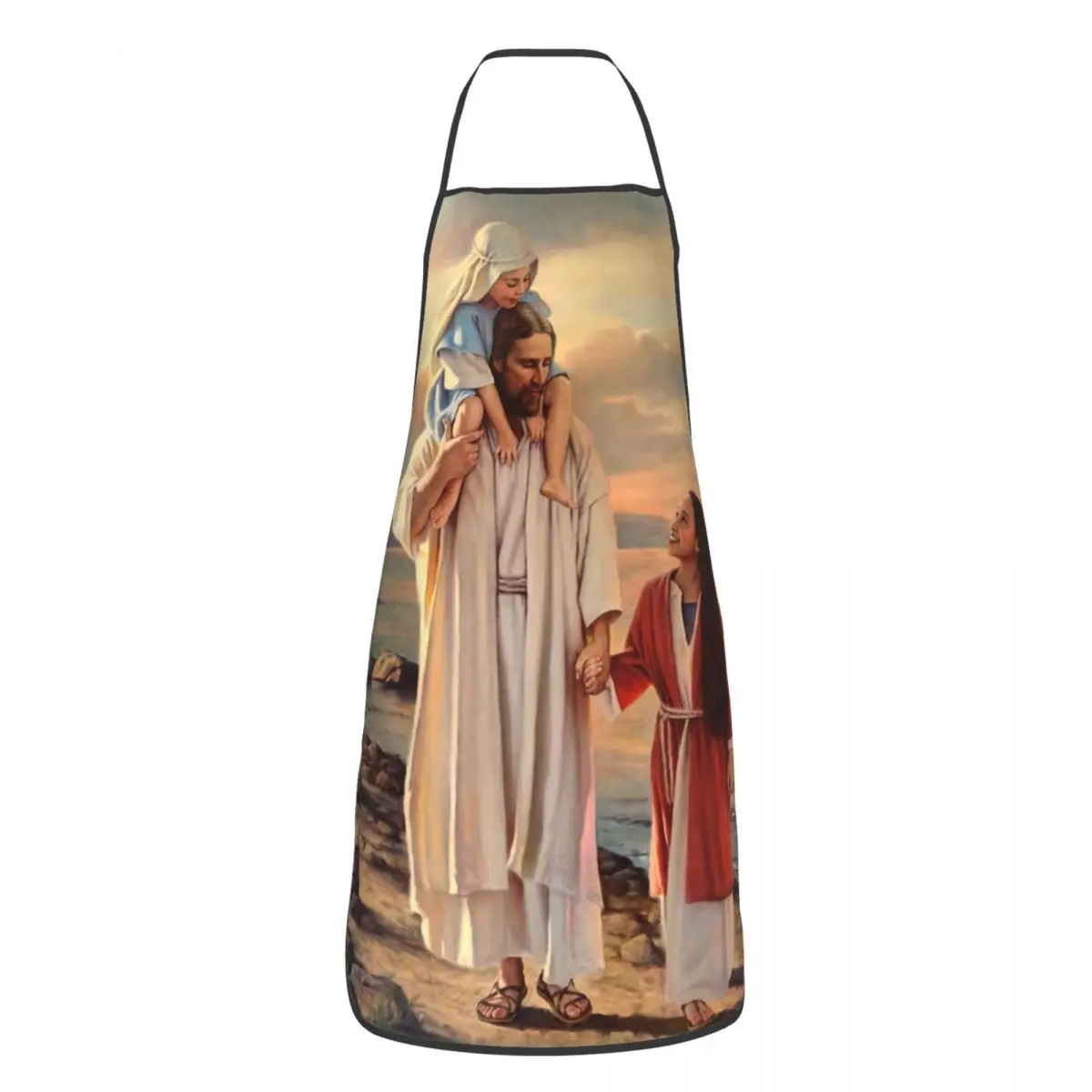 

Unisex Jesus Walk With Me Bib Apron Women Men Chef Tablier Cuisine for Cooking Kitchen Church Religious Christian Gardening