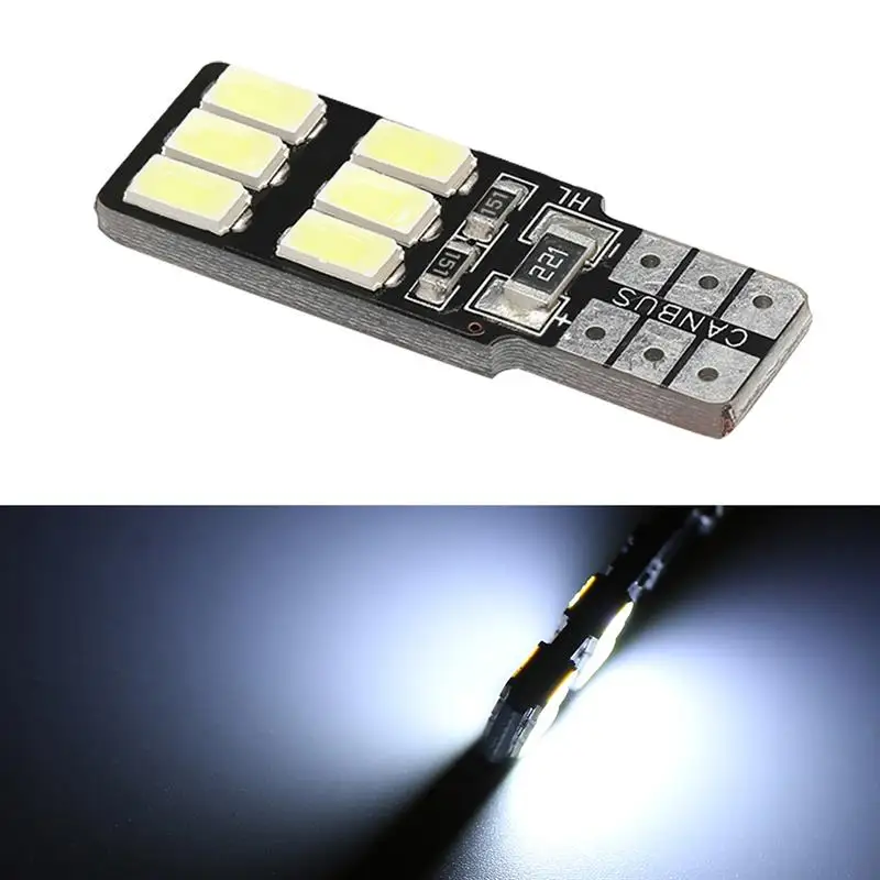 

Светодиодная лампа T10 Canbus 5050 12 SMD с клиновидным цоколем, 6000K, белая, без ошибок, для чтения карты автомобиля, лампа для чтения