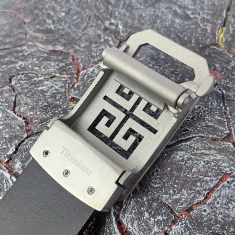 Мужской ремень шириной 3 5 см с титановой пряжкой пригодный крой