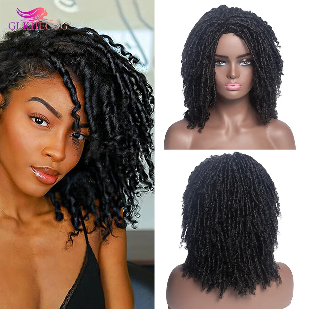 

Парик Dreadlock для женщин, синтетические волосы, короткие плетеные твист черные парики, термостойкие волоконные парики для вечерние