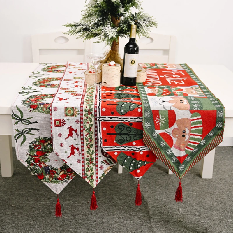 

New Christmas Ornaments Printed Chair Covers Tablecloths Home Decor All Inclusive Stretch Chair Covers Party Table Decorations1